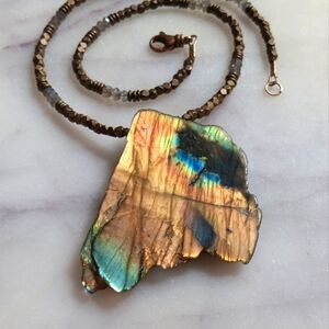 Labradorite Necklace - Grunge Fairy Beaded Necklace - Rainbow Crystal Jewel